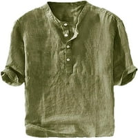 Muške Henley majice posteljine pamučne majice Dugme u kaznene majice kratkih rukava