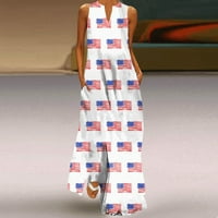 Dan nezavisnosti za žene casual plus veličina V-izrez Dress bez rukava dnevna moda Amerikanski jul Print