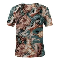 Žene ljetne vrhove Žene Modni ljetni V-izrez Pulover Print kratki rukav Top bluza Dame Top Brown S