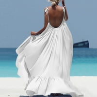 Haljine žene Boho Maxi SOLID bez rukava Duga haljina bez rukava Večernja zabava za plažu Elegantne haljine