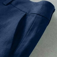 Joga kratke hlače sa džepovima za žene Ljeto u boji pamučne posteljine džep labave hlače Dame Ležerne