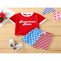Dnevne hlače za novorođenčad postavilo je crvene majicu i zvijezde i trake za printu
