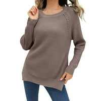 Hupta džemperi za žene Ženska moda casual pulover džemper s dugim rukavima okrugli vrat šuplji pleteni