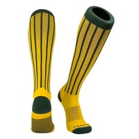 Čarape za bejzbol softball pinstripe visoke čarape - zeleno zlato