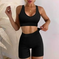 Qazqa Womens Workout Sportski setovi rebrasti prsluk rezervoar visokih struka Hlače joge odijelo Black