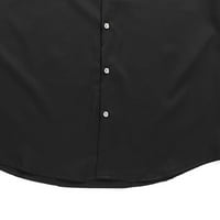 Košulje za muškarce Štampano dugme Muška modna casual rever majica Dugih rukava MUŠKI SHIrtsmen majice Black + XL