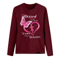 Jsaierl košulje od raka dojke Žene ružičaste vrpce Grafičke trake The Trendy dugih rukava Dressy casual