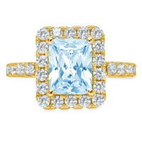 3.4ct smaragdni rez plavi simulirani dijamant 14k žuti zlatni godišnjica Angažovanje halo prstena veličine