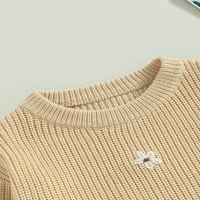 Toddler Baby Girl Boys džemper okrugli vrat s dugim rukavima Cvjetni vez pleteni pulover vrhovi jesen