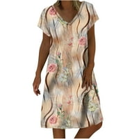 GAECUW haljine za žene V izrez kratki rukav Dužina koljena Midi haljine Shift Haljine Plaže Haljine