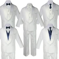 5- Dječak bijeli šal lapel odijela tuxedov mornarsko saten prigrlicu