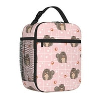 Prijenosna torba za ručak, slatka ružičasta uzorak vjeverica za ponovni izolirani ručak BO za putničku školu za piknik