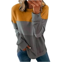 Ženske majice Modni blok u boji Okrugli vrat Labavi ležerne duge rukave duksere tunika bluza vrhova pulover