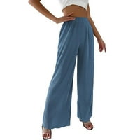 Tking modne ženske hlače High struine casual hlače Čvrsto boje labave ravne pantalone za noge Ženske