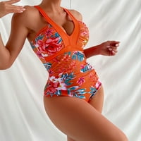 Laskavi kupaći kostimi za žene odjeću za plažu plus veličine Bikinis Halter multi-tema narančasta s
