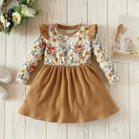 Ketyyh-Chn Toddler Girl Cvjetni haljina dugih rukava padajuće haljine djevojke smeđu, 5