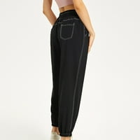Obrežene pantalone za plus veličine Žene za crtanje visokih struka Opuštene Harlan hlače Yoga hlače