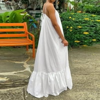 Baycosin ženski ljetni boho casual maxi duga haljina od pune boje bez karata bez plaže