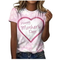 Ženska mama mama pismo Ispiši majicu kratki rukav okrugli vrat Pink XXL