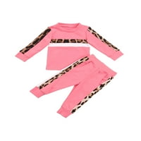 Set odjeće za djevojčice Franhais, ležerna majica Leopard s dugim rukavima + Hlače visoke struke