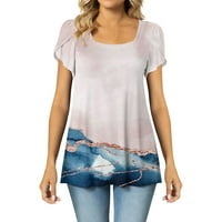 Ženski vrhovi Ženska bluza s kratkim rukavima Ležerne prilike za tiskane majice Scoop vrat Ljetni tamno plavi XL