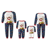 Stoljetni božićni pidžami za obitelj Elk Print dugih rukava s dugim rukavima Šarene svjetla Ispis Xmas