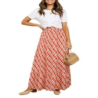 Ženska ljetna boemska cvjetna tiskana elastična struka Line Maxi suknja za odmor za odmor vikend suknje