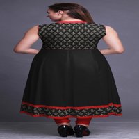 BIMBA Black Block Anarkali haljina za žene Indijsko etničko tiskovine Kurti dugačke kurta party haljina