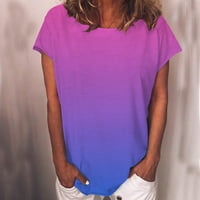Daqian Womens Plus Veličina T-majica Ženska povremena gradijentna boja Majica kratkih rukava Tunička