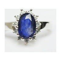 Sterling Silver Prirodni certificirani CT Blue Sapphire Antique Poklon prsten za nju