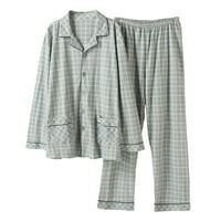 Pamuk Pajamas muški pamuk dugih rukava tanka plairana plus veličina casual nosive kućne odjeće muške
