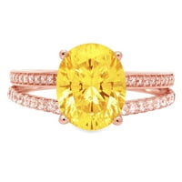 3.28ct ovalni rez žuta simulirana dijamanta 14k 14K ruža zlatna angažmana prsten veličine 11