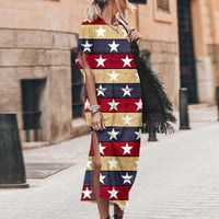 Haljina 4. jula za žene djevojke američke zastave HEM proreza duga haljina