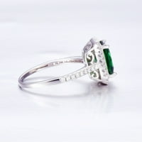 3.6CT Ženska srebrna srebra 8x zelena simulirana smaragdni kubni cirkonijski zaručni prsten