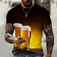 Beer Festival 3D grafički ispis bluza Ležerne prilike Slim Fit Tee Odjeća Muške ljetne sportske košulje Majica kratkih rukava za muškarce Okrugli vrat Modni vrhovi zlatni m
