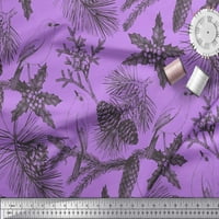 Soimoi Purple Rayon tkanina Holly lišće i američka robinska ptica za štampanje tkanine sa dvorištem