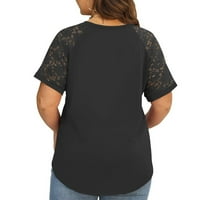 GATHRGYP ženski vrhovi, ljetni vrhovi kratkih rukava, ženska majica plus veličina pune boje čipke V-izrez