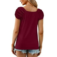 Izlasci vrhovi za žene uštede na liff kratkih rukava kvadratni vrat Osnovni majica Trendy Solid Color