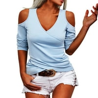 Koaiezne bluze za žene Ležerne prilike ženske veze V bluze izrez dugih rukava sa rame