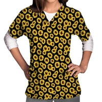 Grafički grafički otisci V-izrez Bluzes Radna odjeća modni kratki rukav za žene Žuti XL