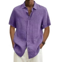 Njoeus Muška majica Velika i visoka posteljina, Muški povremeni pamučni košulji sa majicama dolje Letnje