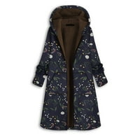 Yinguo ženska vintage jakna od pamučne pamučne jakne sa jaknom sa kapuljačom duge baršunaste jakne