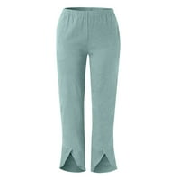 B91XZ Ženske hlače Dressy Casual Wovene Color Casual Labave pantalone Ravne hlače Bifurcirane široke