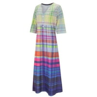 LisingTool sunčane haljine Žene Ležerne prilike Stripe V izrez kratkih rukava Džepna haljina za odmor
