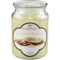 Willow Lane Jar Svijeća, limunska trava, miris đumbira, zelena svijeća, za goru