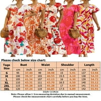Uhndy ljetne duge haljine za žene cvjetni print Boho Beach Maxi haljina dame kratki rukav V rect košulja