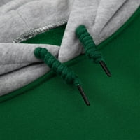 Žena Hoodie pada dugim rukavima plus veličina labava džemper patchwork dukserirt ženske zelene veličine