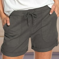Aaiaymet ženske kratke hlače udobne struke vučne hlače hlače kratke kafe casual džep čvrste elastične