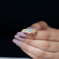1. CT Moissnitni zaručnički prsten u Milgrain Gold za žene, 14k žuto zlato, US 5,00