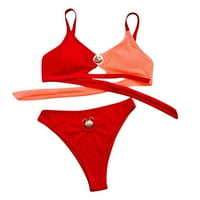 Lopecy-Sta Ženska blokiranje boja Split Bikini kupaći kostim kupaćim kostima Žene bavi čišćenjem ženskim